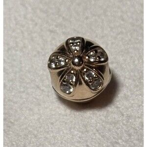 Authentic Pandora Rose Dazzling Daisies CZ Clip Charm ALE 14K Rose Gold Plated